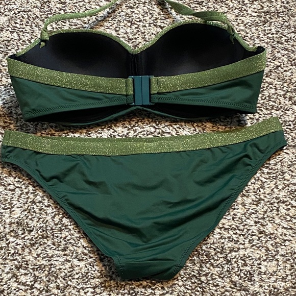 Jette 2 Tone Green Halter Bikini Set - Picture 6 of 8